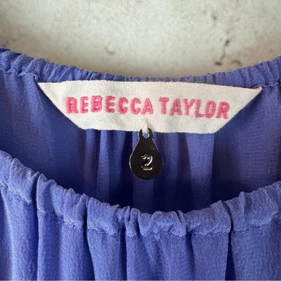 Rebecca Taylor Size 2 Dancing Dress Cornflower Ruffles Sleeveless 100% Silk - Picture 4 of 8